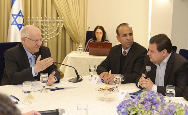Ayman Odeh, right, meets Reuvin Rivlin