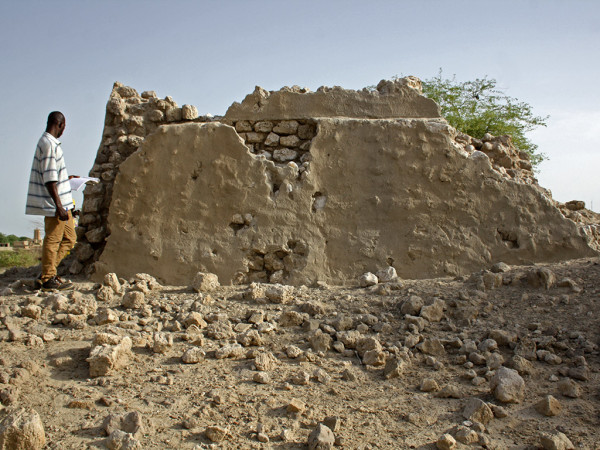 Partially destroyed Muslim shrine in Timbuktu