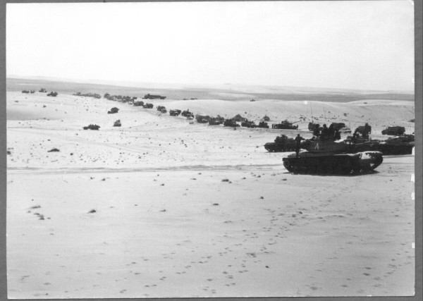 Israeli tanks mass in the Sinai during the Yom Kippur War