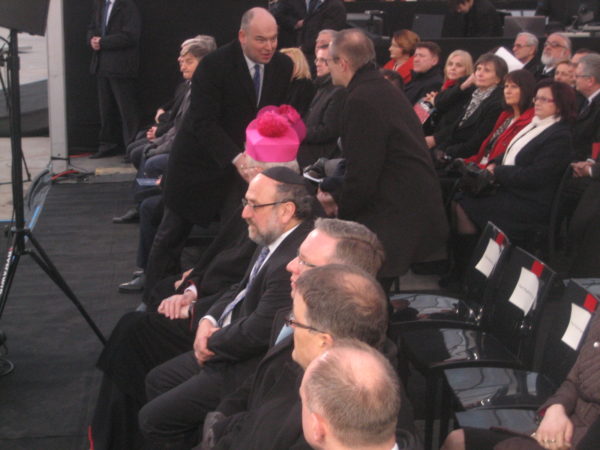 Poland's chief rabbi, front row center, and Polish bishops attend ceremony on March 17