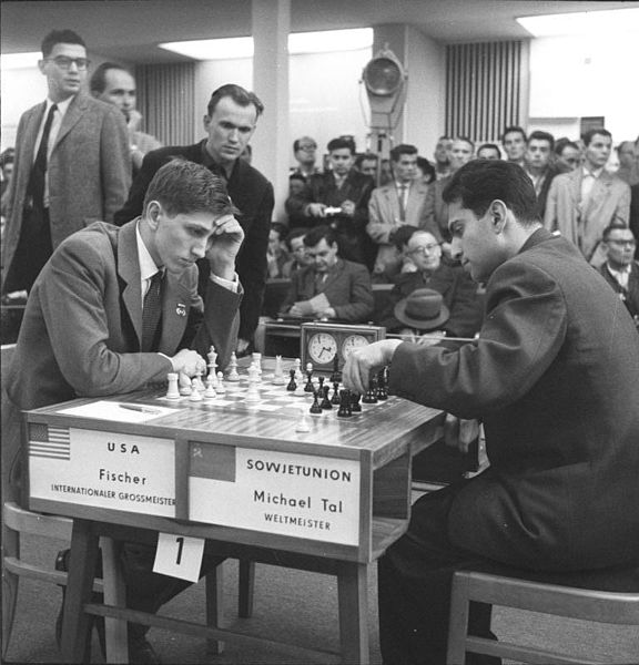Bobby Fischer plays Michael Tal of the Soviet Union in 1960