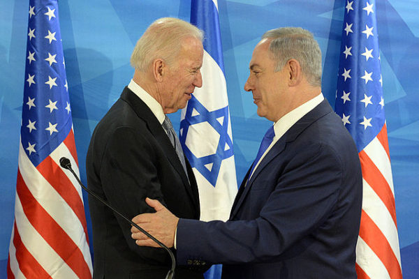 Joe Biden greets Benjamin Netanyahu in Jerusalem