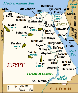 Map of oases in Western Desert
