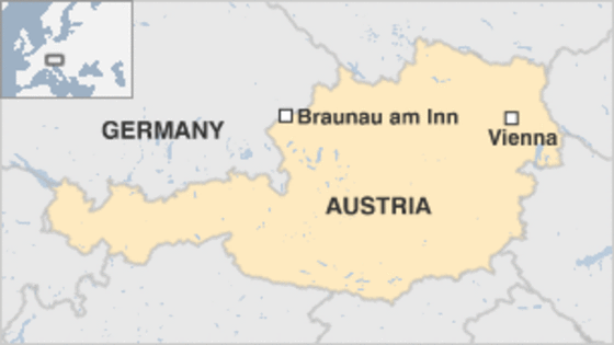 Braunau am Inn is on the border with Germany